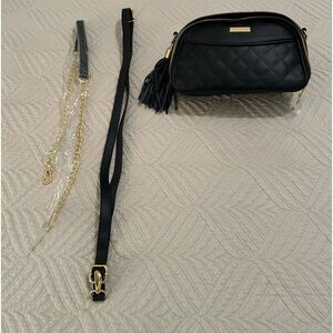 Iman and Joy Black Quilted Crossbody